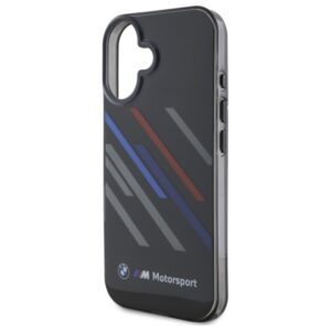 BMW BMHCP16M23HTRAK Apple iPhone 16 Plus 6.7" juodos spalvos kietas dėklas Motorsport IML Random Stripes - Image 6