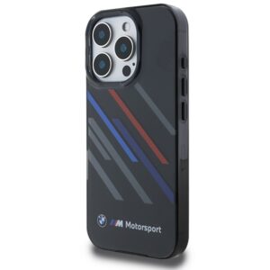 BMW BMHCP16X23HTRAK Apple iPhone 16 Pro Max 6.9" juodos spalvos kietas dėklas Motorsport IML Random Stripes - Image 2