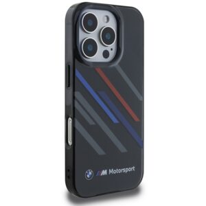 BMW BMHCP16X23HTRAK Apple iPhone 16 Pro Max 6.9" juodos spalvos kietas dėklas Motorsport IML Random Stripes - Image 4