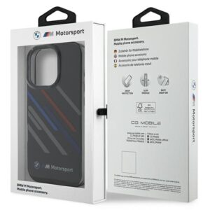 BMW BMHCP16X23HTRAK Apple iPhone 16 Pro Max 6.9" juodos spalvos kietas dėklas Motorsport IML Random Stripes - Image 8