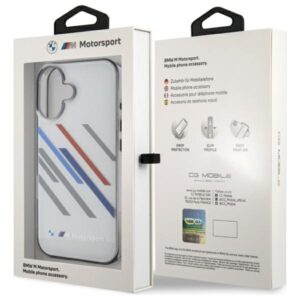 BMW BMHCP16S23HTRAG Apple iPhone 16 6.1" grey kietas dėklas Motorsport IML Random Stripes - Image 8