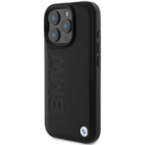BMW BMHCP16LSLLBK Apple iPhone 16 Pro 6.3" juodos spalvos kietas dėklas Leather Hot Stamp - Image 3