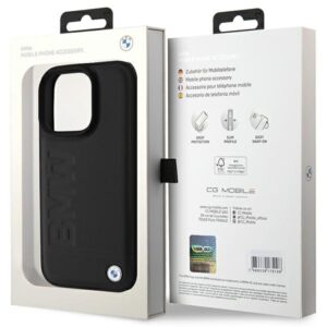 BMW BMHCP16LSLLBK Apple iPhone 16 Pro 6.3" juodos spalvos kietas dėklas Leather Hot Stamp - Image 7