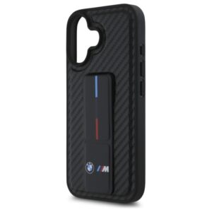 BMW BMHCP16SGSPCCK Apple iPhone 16 6.1" juodos spalvos kietas dėklas M Grip Stand Smooth and Carbon - Image 6