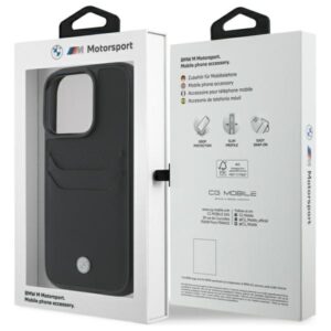 BMW BMHCP16X22RSEPK Apple iPhone 16 Pro Max 6.9" juodos spalvos kietas dėklas Sign Leather Cardslot - Image 8