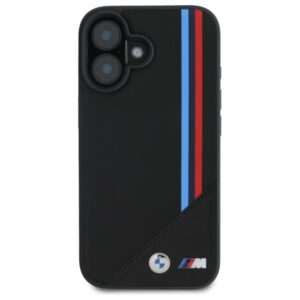 BMW BMHMP16S23 PUTRK Apple iPhone 16 6.1" juodos spalvos kietas dėklas M Meshed Tricolor Stripes MagSafe - Image 3