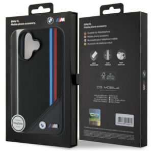 BMW BMHMP16S23 PUTRK Apple iPhone 16 6.1" juodos spalvos kietas dėklas M Meshed Tricolor Stripes MagSafe - Image 8