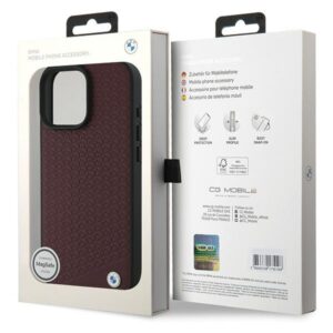 BMW BMHMP16X23RDDR Apple iPhone 16 Pro Max 6.9" red kietas dėklas Sign Leather Diamond Metal Logo MagSafe - Image 8