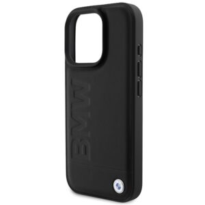 BMW BMHMP16XSLLBK Apple iPhone 16 Pro Max 6.9" juodos spalvos kietas dėklas Leather Hot Stamp MagSafe - Image 6