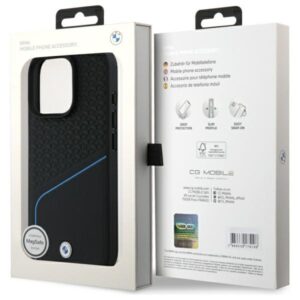 BMW BMHMP16X23RDCLK Apple iPhone 16 Pro Max 6.9" juodos spalvos kietas dėklas Sign Leather Textured And Line MagSafe - Image 8