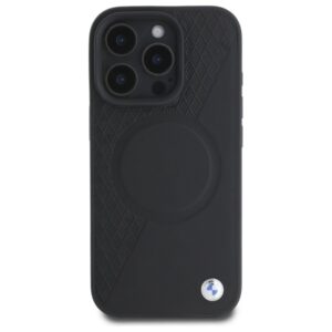 BMW BMHMP16X23RTPK Apple iPhone 16 Pro Max 6.9" juodos spalvos kietas dėklas Sign Leather Half Textured And Circle MagSa - Image 3