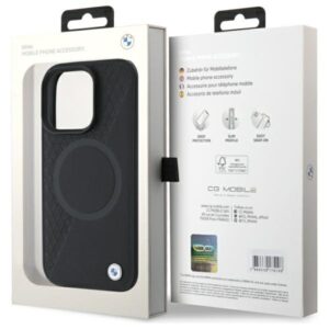 BMW BMHMP16X23RTPK Apple iPhone 16 Pro Max 6.9" juodos spalvos kietas dėklas Sign Leather Half Textured And Circle MagSa - Image 8