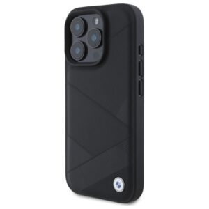 BMW BMHCP16X23RCGPK Apple iPhone 16 Pro Max 6.9" juodos spalvos kietas dėklas Sign Leather Crossing Lines Patt - Image 2