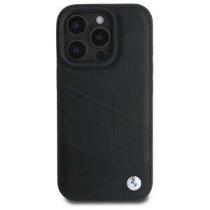 BMW BMHCP16X23RCGPK Apple iPhone 16 Pro Max 6.9" juodos spalvos kietas dėklas Sign Leather Crossing Lines Patt - Image 3