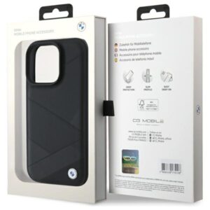 BMW BMHCP16X23RCGPK Apple iPhone 16 Pro Max 6.9" juodos spalvos kietas dėklas Sign Leather Crossing Lines Patt - Image 8