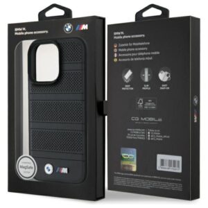 BMW BMHMP16X23 PUSPK Apple iPhone 16 Pro Max 6.9" juodos spalvos kietas dėklas M Perforated And Stitched Line MagSafe - Image 8