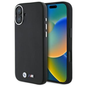 BMW BMHMP16M23 PMWK Apple iPhone 16 Plus 6.7" juodos spalvos kietas dėklas M Smooth Full Wrapped Metal MagSafe