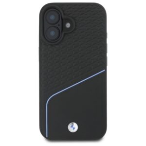 BMW BMHMP16S23RDCLK Apple iPhone 16 6.1" juodos spalvos kietas dėklas Sign Leather Textured And Line MagSaf - Image 3