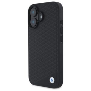 BMW BMHMP16S23RDDK Apple iPhone 16 6.1" juodos spalvos kietas dėklas Sign Leather Diamond Metal Logo MagSa - Image 2