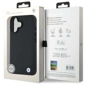 BMW BMHMP16S23RDDK Apple iPhone 16 6.1" juodos spalvos kietas dėklas Sign Leather Diamond Metal Logo MagSa - Image 8