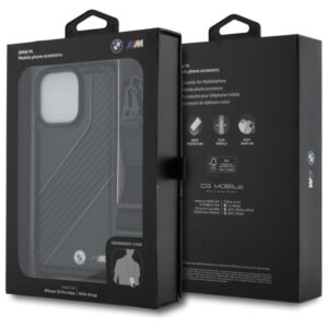BMW BMHCP16X23PSCCK Apple iPhone 16 Pro Max 6.9" juodos spalvos hardcase M Edition Carbon Stripe & Strap - Image 7
