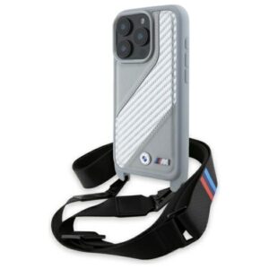 BMW BMHCP16L23PSCCG Apple iPhone 16 Pro 6.3" grey hardcase M Edition Carbon Stripe & Strap - Image 1