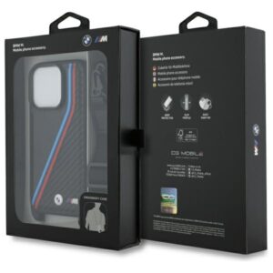 BMW BMHCP16L23PSVTK Apple iPhone 16 Pro 6.3" juodos spalvos hardcase M Edition Carbon Tricolor Lines & Strap - Image 7