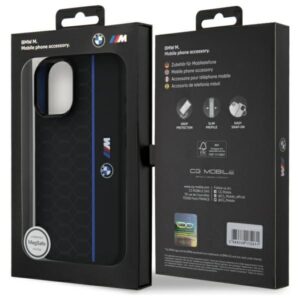BMW BMHMP16S23SHEB Apple iPhone 16 6.1" juodos spalvos kietas dėklas Silicone Hexagon Blue Line MagSafe - Image 8