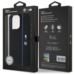 BMW BMHMP16X23SHEB Apple iPhone 16 Pro Max 6.9" juodos spalvos kietas dėklas Silicone Hexagon Blue Line MagSa - Image 8