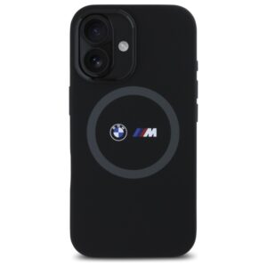BMW BMHMP16S23SROK Apple iPhone 16 6.1" juodos spalvos kietas dėklas M Silicone Printed Ring MagSafe - Image 3