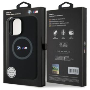 BMW BMHMP16S23SROK Apple iPhone 16 6.1" juodos spalvos kietas dėklas M Silicone Printed Ring MagSafe - Image 8