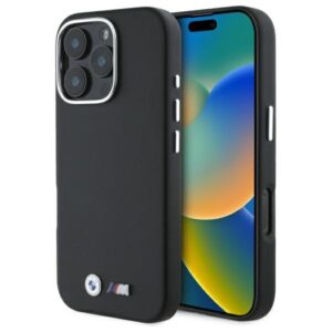 BMW BMHCP16X23 PMWK Apple iPhone 16 Pro Max 6.9" juodos spalvos kietas dėklas M Smooth Full Wrapped Metal