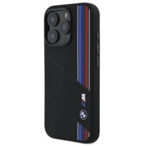 BMW BMHMP16X23SCUK Apple iPhone 16 Pro Max 6.9" juodos spalvos kietas dėklas Silicone Cut Tricolor Lines MagSafe - Image 2