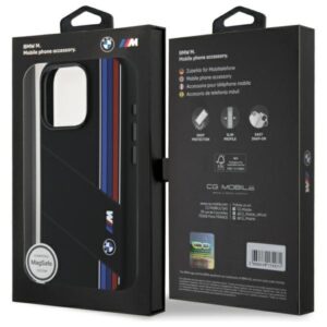 BMW BMHMP16X23SCUK Apple iPhone 16 Pro Max 6.9" juodos spalvos kietas dėklas Silicone Cut Tricolor Lines MagSafe - Image 8