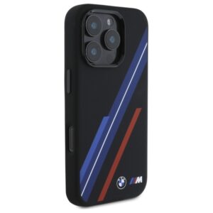 BMW BMHMP16X23SSPK Apple iPhone 16 Pro Max 6.9" juodos spalvos kietas dėklas Silicone Random Lines MagSafe - Image 4