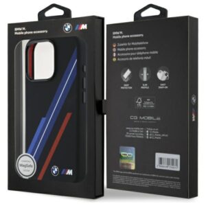BMW BMHMP16X23SSPK Apple iPhone 16 Pro Max 6.9" juodos spalvos kietas dėklas Silicone Random Lines MagSafe - Image 8