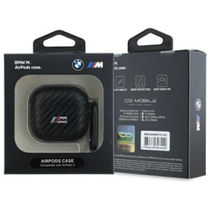 BMW BMA4CMPUCA AirPods 4 dėklas juodos spalvos PU Carbon M Collection - Image 3