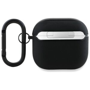 BMW BMA4SSLBK AirPods 4 dėklas juodos spalvos Geniune Leather sidabro spalvos Logo - Image 2
