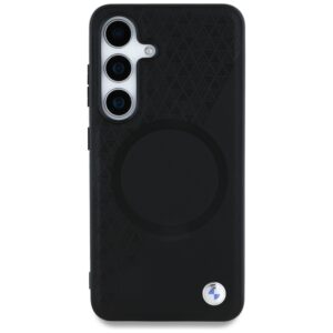 Dėklas BMW Leather Half Textured MagSafe Samsung Galaxy S25 juodos spalvos - Image 3