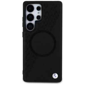 Dėklas BMW Leather Half Textured MagSafe Samsung Galaxy S25 Ultra juodos spalvos - Image 3
