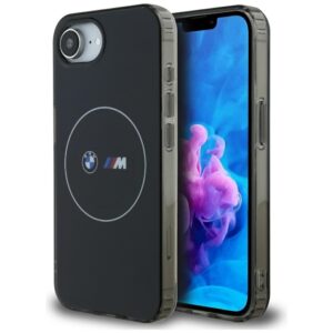 Dėklas BMW IML Metal baltos spalvos Circle MagSafe Apple iPhone 16e / 17e juodos spalvos