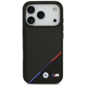 Dėklas BMW M Carbon Tricolor Line MagSafe Apple iPhone 17 Pro juodos spalvos - Image 3