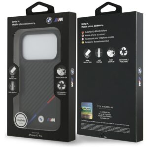 Dėklas BMW M Carbon Tricolor Line MagSafe Apple iPhone 17 Pro juodos spalvos - Image 8