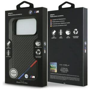 Dėklas BMW M Carbon Tricolor Line MagSafe Apple iPhone 17 Pro Max juodos spalvos - Image 8
