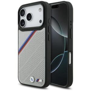 BMW M Tricolor Metal Logo MagSafe dėklas Apple iPhone 17 Pro pilkos spalvos - Image 1