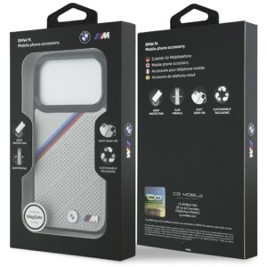 BMW M Tricolor Metal Logo MagSafe dėklas Apple iPhone 17 Pro pilkos spalvos - Image 8