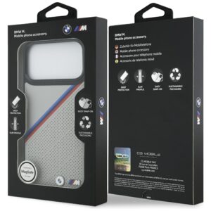 BMW M Tricolor Metal Logo MagSafe dėklas Apple iPhone 17 Pro Max pilkos spalvos - Image 8