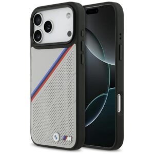 BMW M Tricolor Metal Logo MagSafe dėklas Apple iPhone 17 Pro Max pilkos spalvos - Image 1