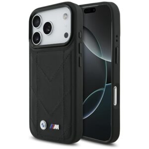 Dėklas BMW M Quilted Logo MagSafe Apple iPhone 17 Pro juodos spalvos