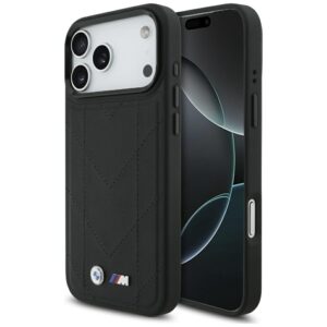 Dėklas BMW M Quilted Logo MagSafe Apple iPhone 17 Pro Max juodos spalvos